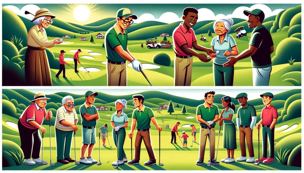 Golfers on the Golf Course showing golf etiquette
