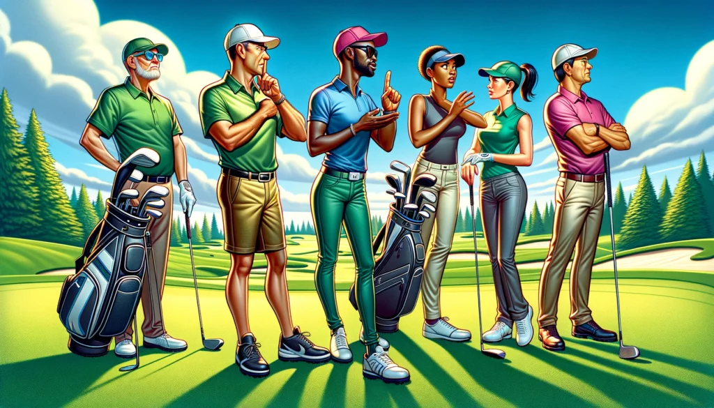 Golfers on the Golf Course showing courtesy